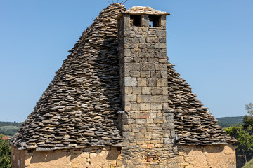 Traditional tiled roof in the Dordogne, which whilst once quite common in the area is becoming very rare. Aquitaine, France