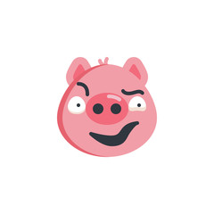 Piggy sly face emoticon flat icon, vector sign, colorful pictogram isolated on white. Sassy face emoji symbol, logo illustration. Flat style design