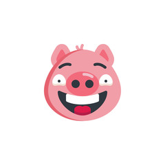 Cheerful piggy face emoticon flat icon, vector sign, colorful pictogram isolated on white. Happy piggy face emoji symbol, logo illustration. Flat style design