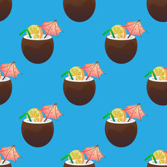 Coconut coctail seamless pattern