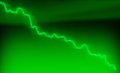 Green Graph moving down on chart as recession or financial crisis