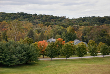 Beautiful golden autumn at Storm King Art Center hills