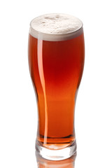 Pint of craft india pale ale beer isolated on white background.