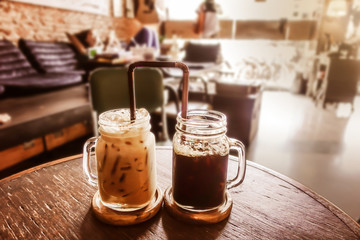 Cold coffee in a cozy atmosphere