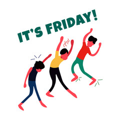 vector illustration of people dancing, friday party