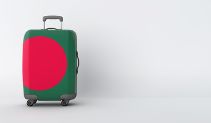 Travel suitcase with the flag of Bamgladesh. Holiday destination. 3D Render