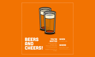 Beers and Cheers Invitation Design with Where and When Details