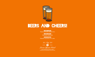 Beers and Cheers Invitation Design with Where and When Details