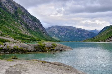 Naklejka na ściany i meble Receding glacier tongue Nigardsbreen - Jostedalsbreen National Park, Norway