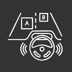 Autonomous car detecting objects chalk icon