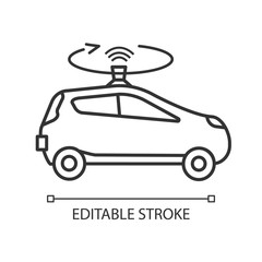 Autonomous car with LIDAR linear icon