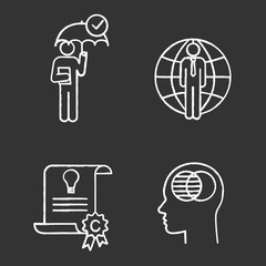 Business ethics chalk icons set