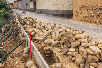 Build a road with boulder in the traditional style