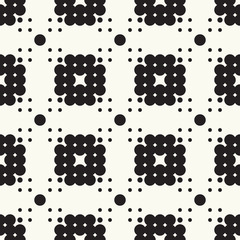 Fototapeta premium Seamless pattern halftone design. Modern textile print with black dots. Vector fashion background. Grid of circles.