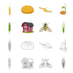 Isolated object of agriculture and farming symbol. Collection of agriculture and plant  vector icon for stock.