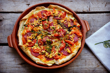 Pepperoni pizza on table