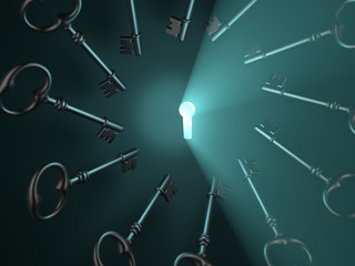 keys at the glowing keyhole