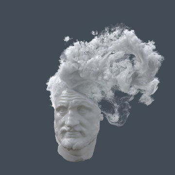 antique statue with overheated brain