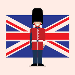 British Army soldier with United Kingdom flag background