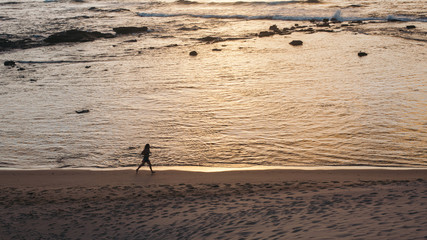 Fototapeta na wymiar people on the beach in the morning