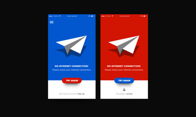 No Internet Connection Page Interface Design with Paper Plan Illustration