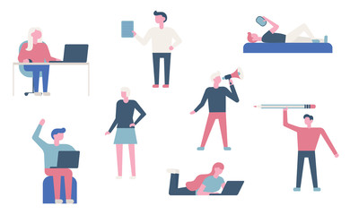 Set of business people flat icons. Flat style modern