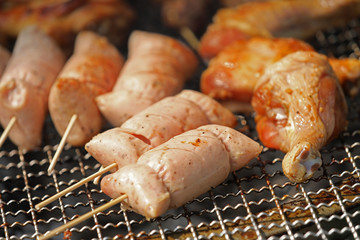 Gegrillte Speisen Fleisch auf einem Marktstand in Asien