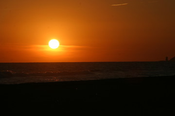 Beach at sunset in Tenerife. Spain