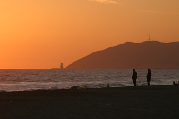 Obraz na płótnie Canvas Beach at sunset in Tenerife. Spain
