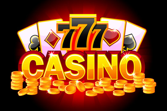 Casino banner. Symbols poker, 777, Playing Cards and money. Vector illustration for casino, slots, roulette and game UI. Objects on a separate layer