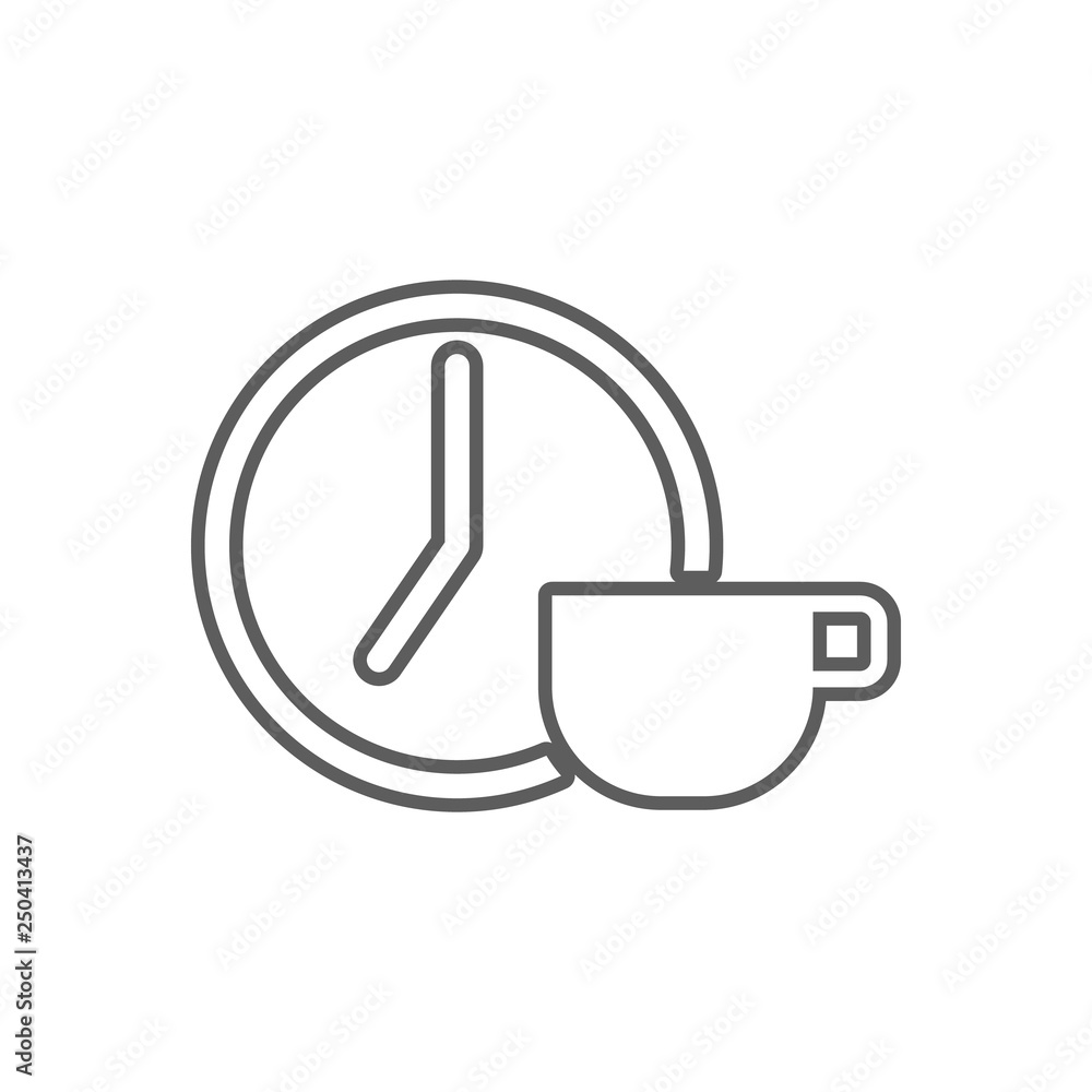 Poster a clock and a cup of coffee icon. element of finance for mobile concept and web apps icon. outline, 