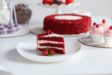 red velvet cake with strawberries