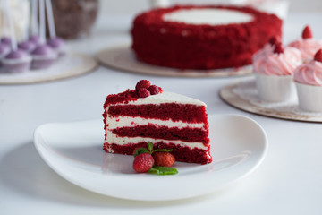 red velvet cake with strawberries