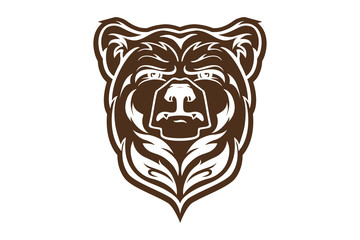 Bear Head Mascot, vector bear logo, Hand drawn maori tattoo style, for emblem, illustration poster, icon, label, logotype, sticker isolated, on white background. Wild animal silhouette, tattoo art