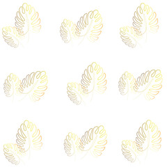 Golden palm leafs pattern vector illustration