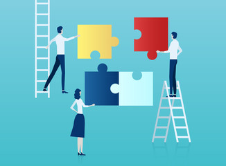 Vector of business people assembling a puzzle.