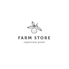 An orange, vector object. Hand drawn logo template.