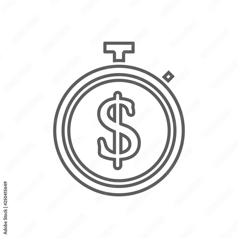 Poster stopwatch with money icon. element of finance for mobile concept and web apps icon. outline, thin li