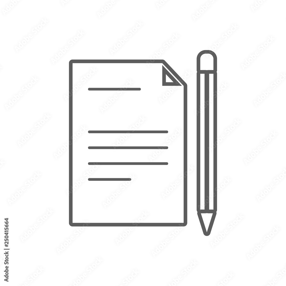 Poster paper with a pencil icon. element of finance for mobile concept and web apps icon. outline, thin lin