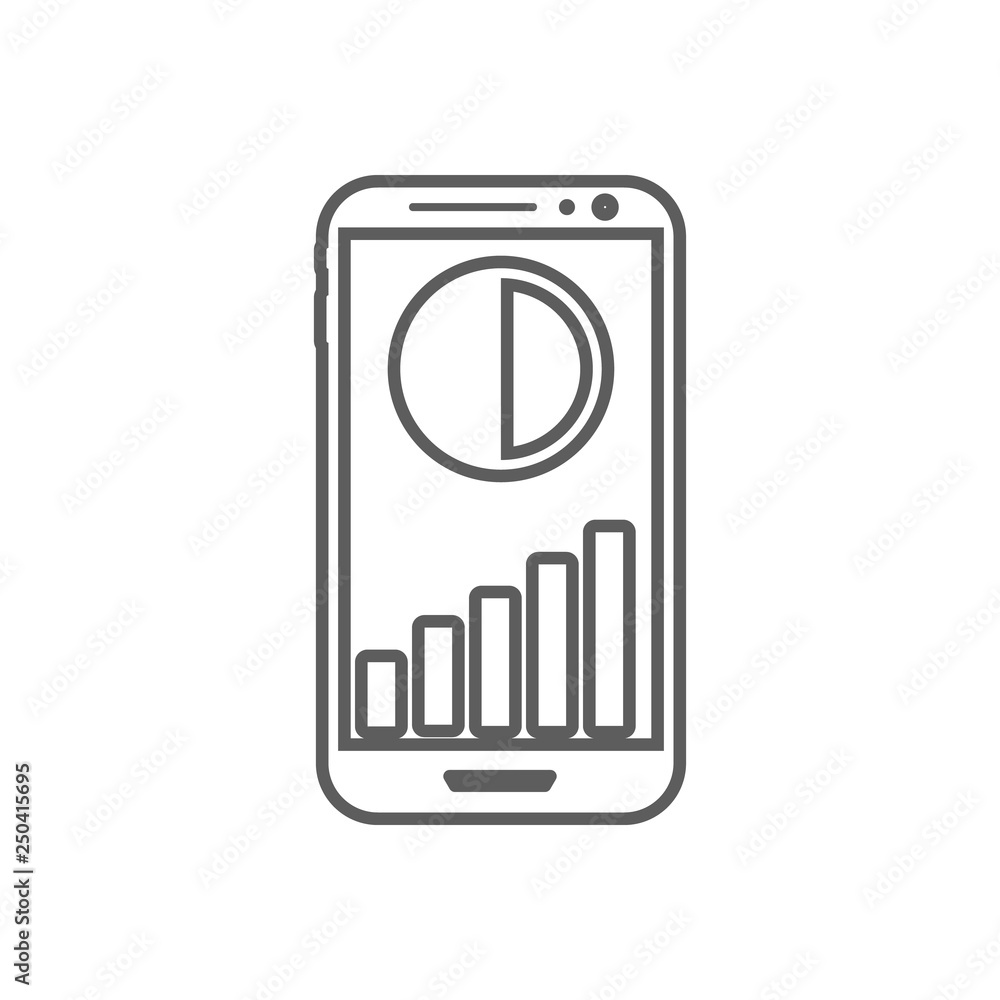 Poster mobile phone with diagrams icon. element of finance for mobile concept and web apps icon. outline, t