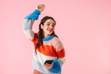 Beautiful young woman wearing colorful clothes