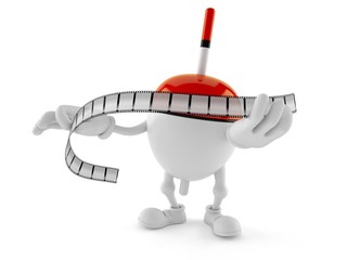 Fishing float character holding film strip © Talaj