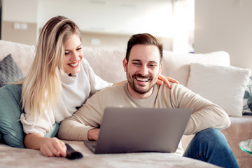 Couple spending time together at home