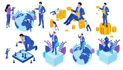 Isometric Businessman Top of the World, Leadership