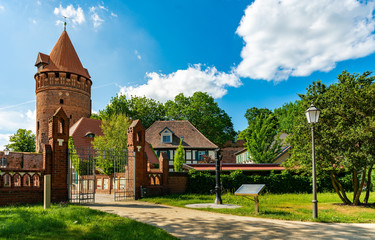 The historic city wall with tower in the old town of Tangermünde, Saxony-Anhalt, Germany