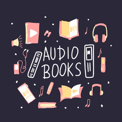 Set of audio books symbols. Vector illustration.