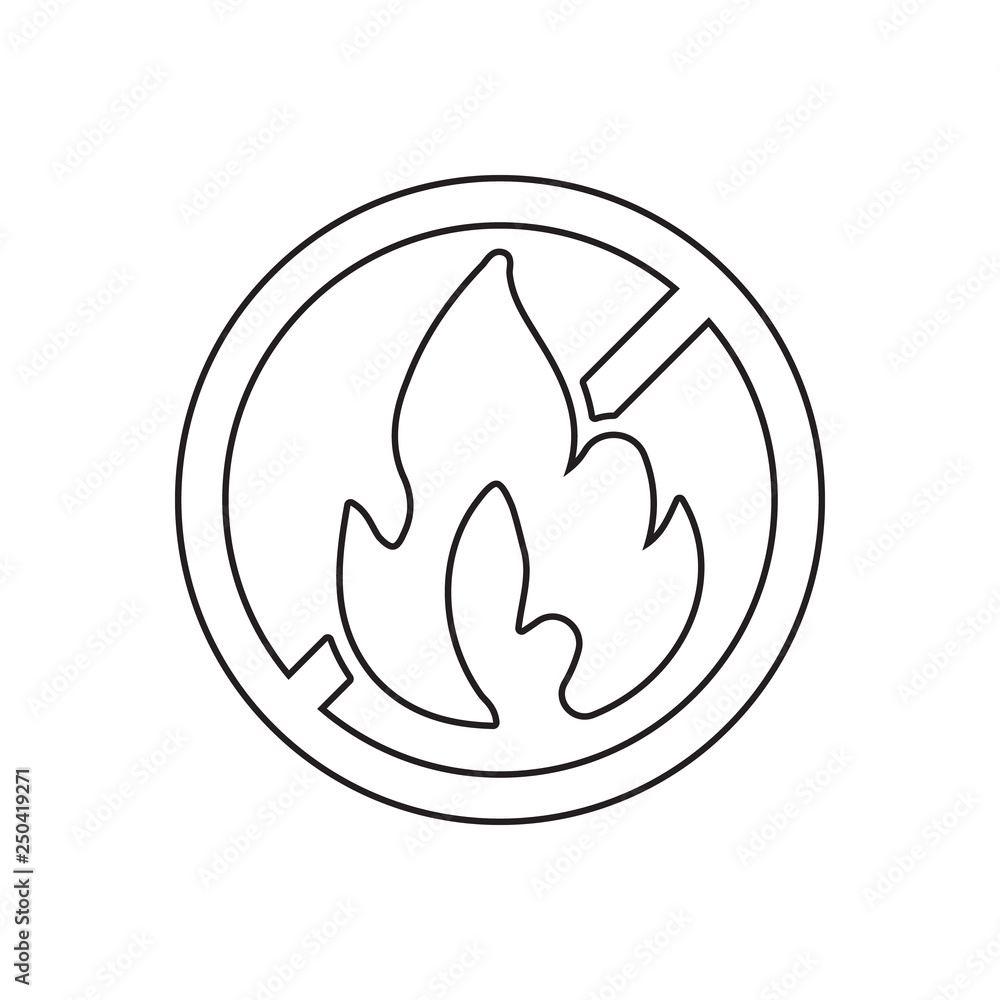Aufkleber no fire icon. element of fire guardfor mobile concept and web apps icon. outline, thin line icon for