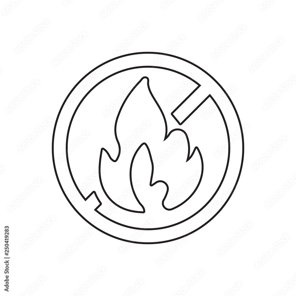 Aufkleber no fire icon. element of fire guardfor mobile concept and web apps icon. outline, thin line icon for