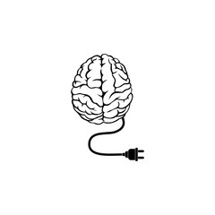 Creative brain Idea concept with plug in icon, Brain with plug