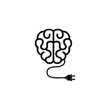 Creative brain Idea concept with plug in icon, Brain with plug